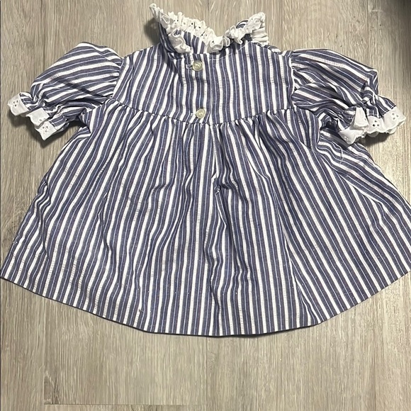 Striped Blue and White Kids Top - Picture 2 of 3